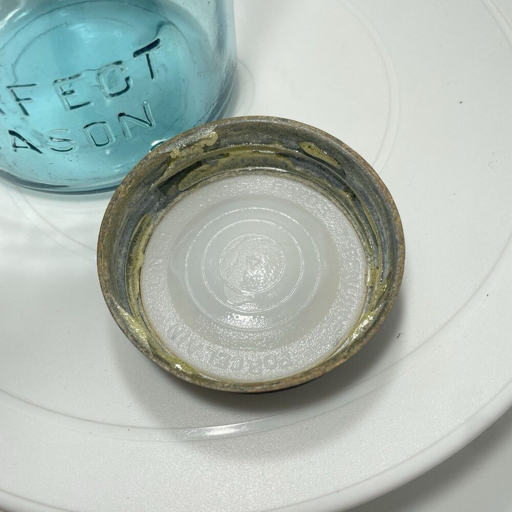 Vtg Ball Perfect Mason Green Glass Jar w Zinc Lid Wide Mouth Quart #2 - Picture 5 of 7